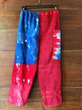 Towel pants red white and blue tie dye
